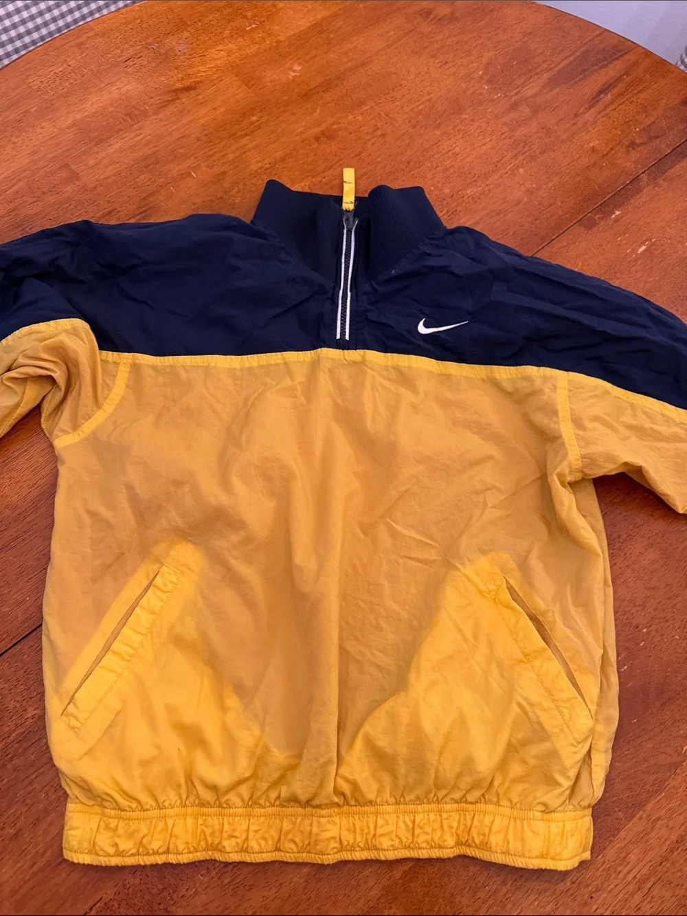Nike Yellow and Navy, Quarter-Zip Pullover Windbreaker kids M medium reversible